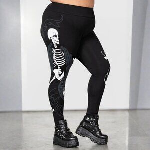 KILLSTAR ✦ Danse Macabre Skeleton Leggings ✦ Black Stretch Cotton Punk 3XL NWT